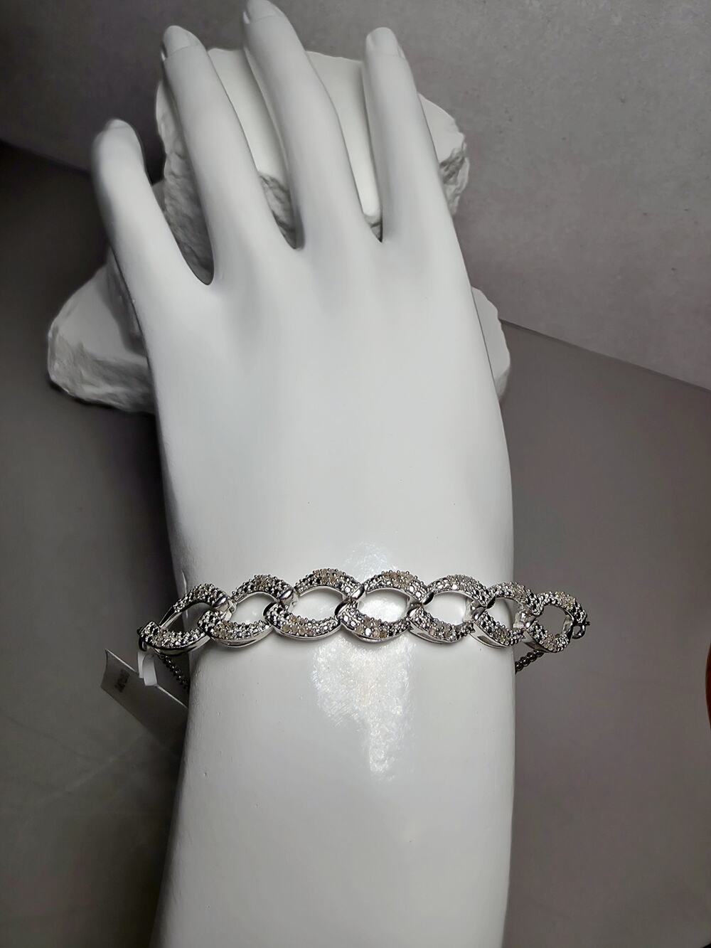 6-9" Adjustable 0.23ct Natural Diamond Infinity Bracelet 925 Sterling Silver